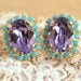 Turquoise purple mint stud Crystal big oval earring - 14k plated gold post earrings real swarovski rhinestones