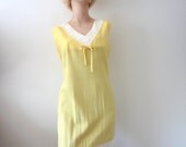 1960s Day Dress / Cotton Swiss Dot Shift / Crochet Lace Trim