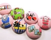 Thumbtack / Magnet / Trip To Paris  / Push Pin  /  Kawaii Fabric Covered Travel 18