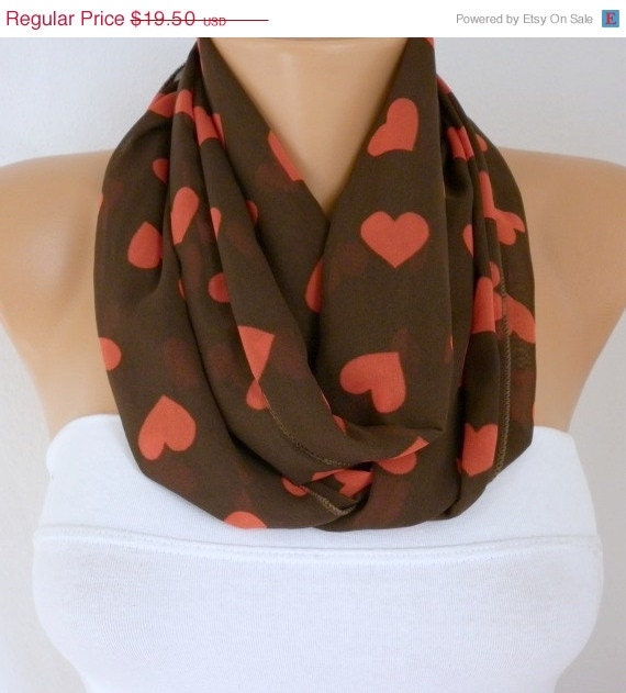 BIG SALE Heard - Infinity Scarf Shawl Circle Scarf  Loop  Scarf Gift -fatwoman - LOVE - Heart