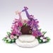 Wedding cake topper 2 peacocks sitting on fairytale gate with pink roses handmade from polymer clay