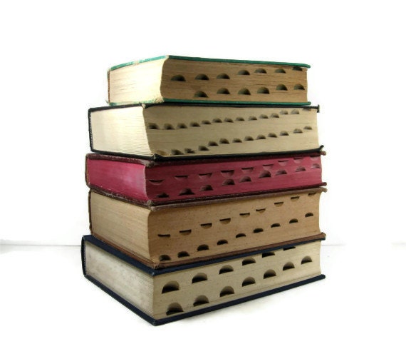 Shabby Chic Vintage  Books with Thumb Index