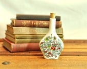 Vintage Escorial Green Liqueur Bottle  Map City of Munich West Germany  White Porcelain Cork