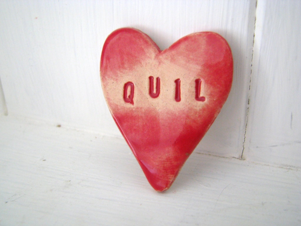 Custom heart brooch / pin / button / badge. Ceramic. Made in Wales, UK