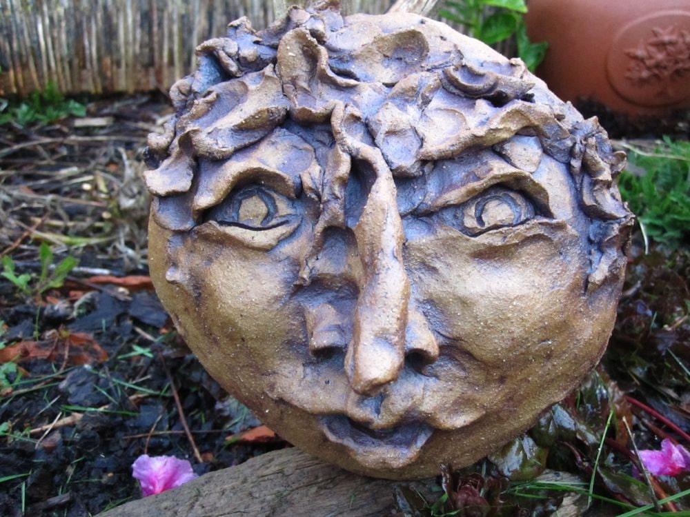 Fierce Fae Warrior Garden totem mask indoor outdoor sculpture