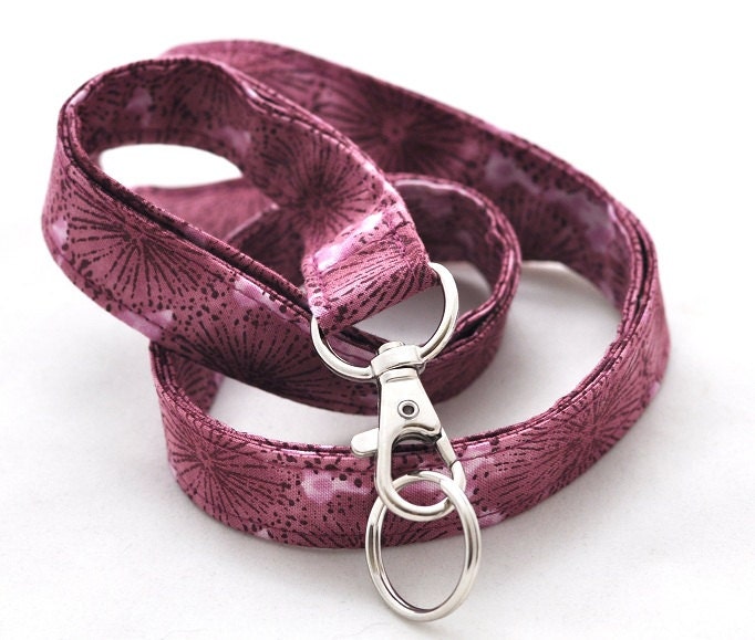 Lanyard ID Badge - Keyfob - Plum Dandelion - Key Chain