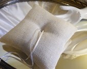 Burlap Ring Bearer Pillow made of ivory burlap and non-embellished so you can decorate to your liking or use as is.