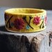 Felt Bracelet Cuff Hand Embroidered Mustard Yellow Wool Felt with Scarlet Red and Turquoise Embroidery by love maude