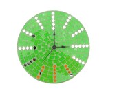 Spring green wall clock chic modern home makeover large glass mosaic