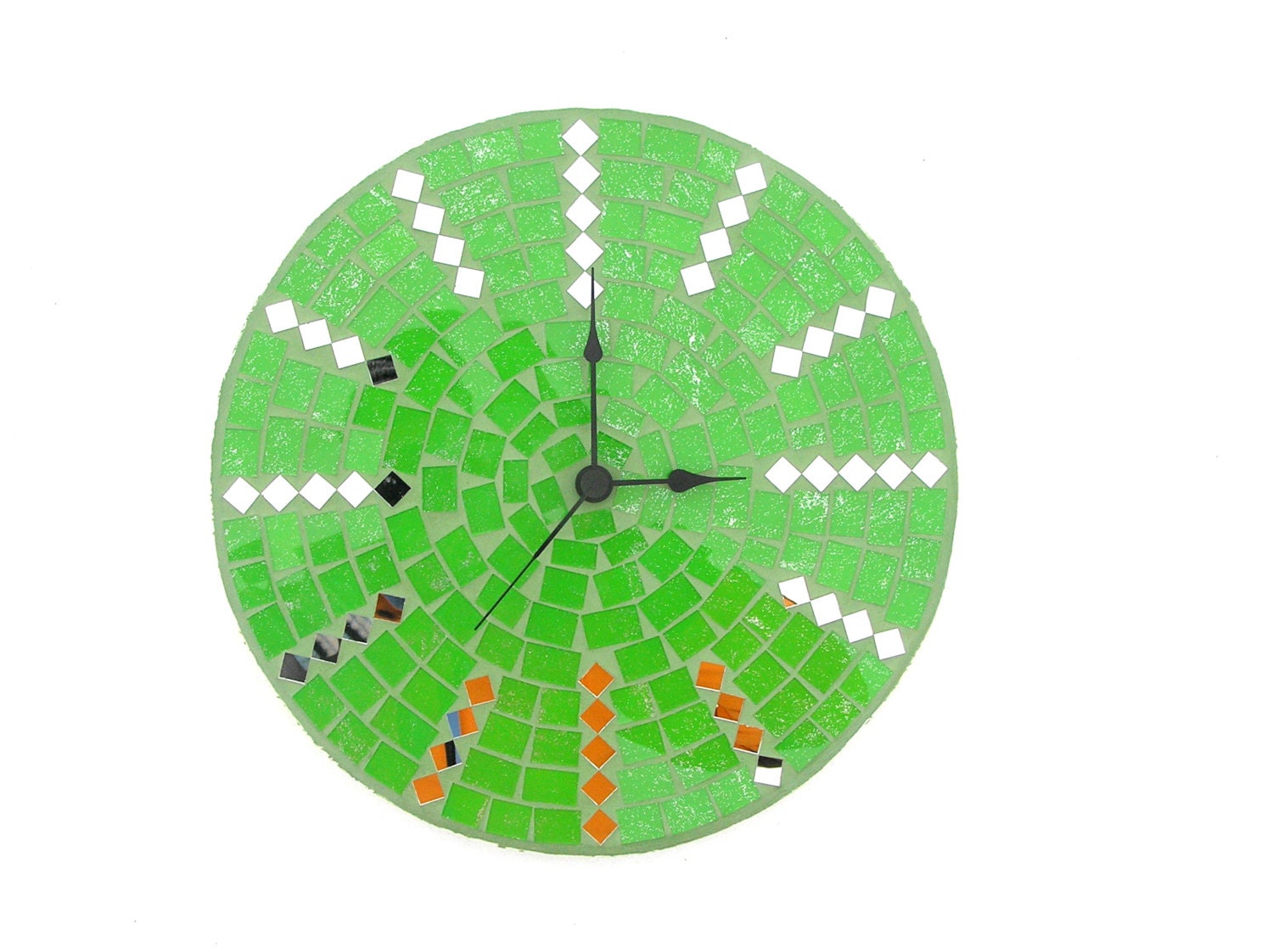 Green wall clock chic modern home makeover large glass mosaic