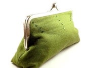 Sale/Ready to Ship/ Green Linen Clutch Handbag