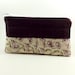 Pleated Pouch/ Zipper Pouch/ Dark Purple Pouch/Wallet/Gift for Women/Purple Flowers/Beige