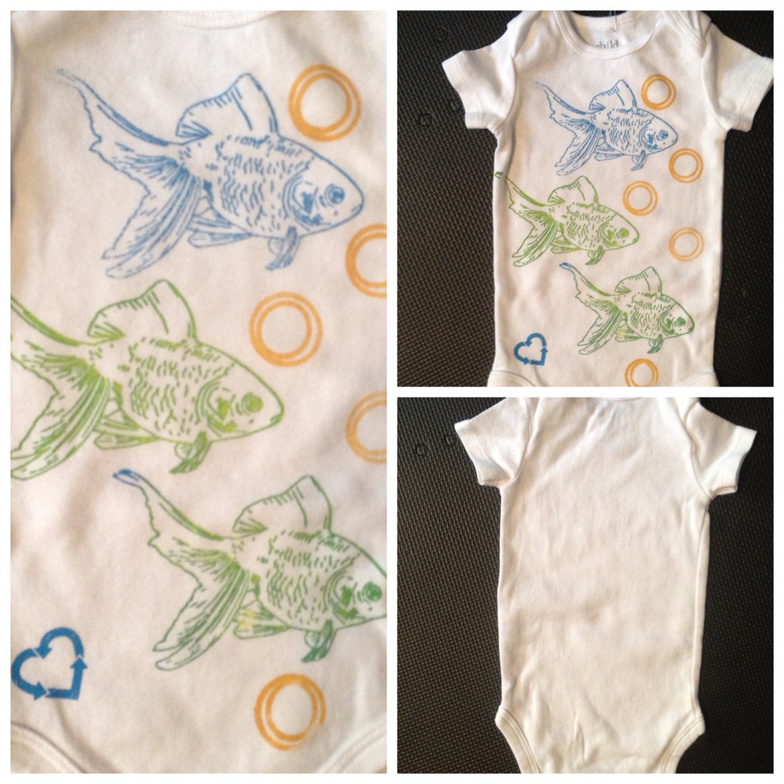 Bubble Fish 100% cotton onesie, 3-6m unisex baby clothes