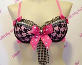 Pink Houndstooth - Custom Studded EDC Rave Bra
