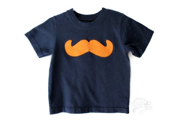 Mustache Applique Tshirt for Toddler Boy 18m Orange Applique Trashn2Tees