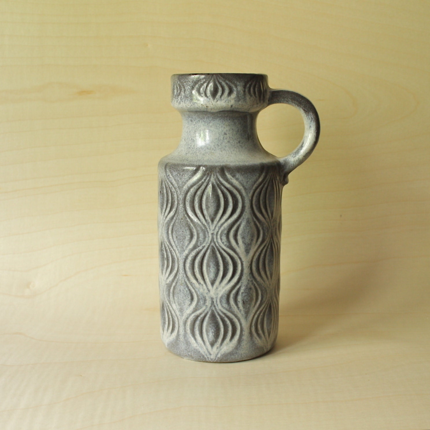 West German Pottery Scheurich Handled Vase Amsterdam Decor in Gray