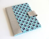 Tablet Cover -- Aqua Drops on Navy with Linen -- fits Vizio 8" Tablet, ready to ship