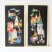 Pair Vintage Windmill Vignette Paint By Number Paintings - Primary Colors - Holland -  Palmer Pann - 1970's