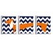 Nursery Girl Boy Art Dachshund Dog Kids Navy Orange Chevron Wall Decor Set of 3 each 11x14
