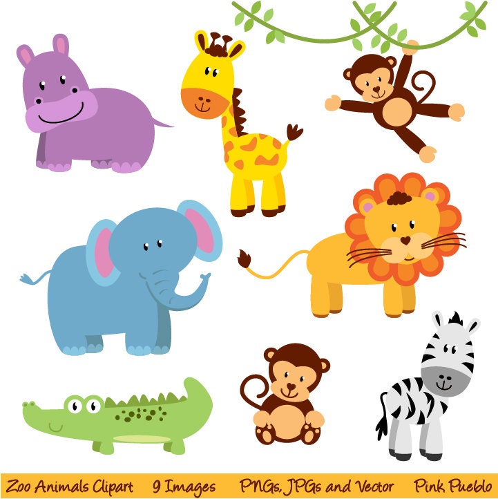 Zoo Animals Clipart Clip Art, New Jungle Animals Clipart Clip Art - Commercial and Personal Use