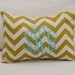 Monogrammed Green Chevron Print Throw Pillow--Small Lumbar
