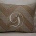 Monogrammed Neutral Chevron Print Throw Pillow-Medium Lumbar