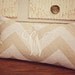 Monogrammed Neutral Chevron Print Throw Pillow-Medium Lumbar