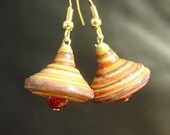 sombrero earrings - pink blue and silver, paper beads, recycled, junkmail, ecological,  earrings