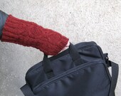 Men's Cable Fingerless Gloves Wool Fingerless Mittens Burgundy Knitted Chunky Long Warm Rustic Urban chic Winter Fashion Handmade by Dimana