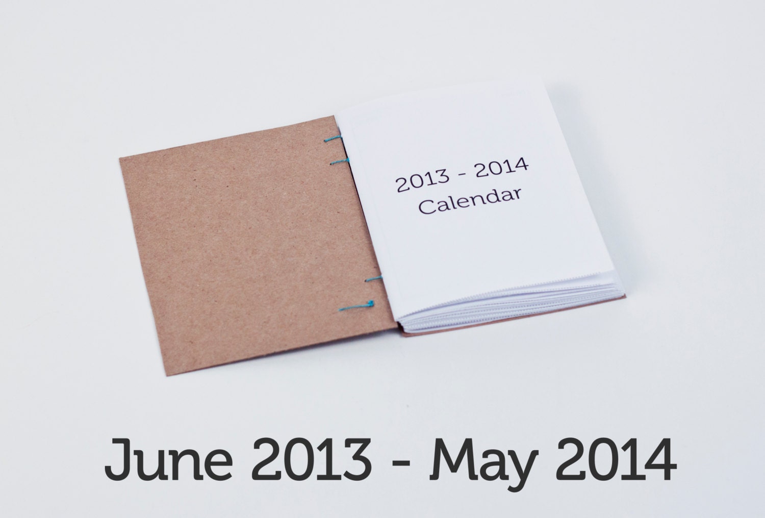 Daily Planner Calendar June 2013 - May 2014 - Coptic Bound w/ customized thread color