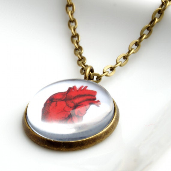 Vintage Anatomical Heart Pendant Necklace for Brides, Bridesmaids, Weddings or Just for Fun in Antique Gold or Silver - Beautifully Boxed