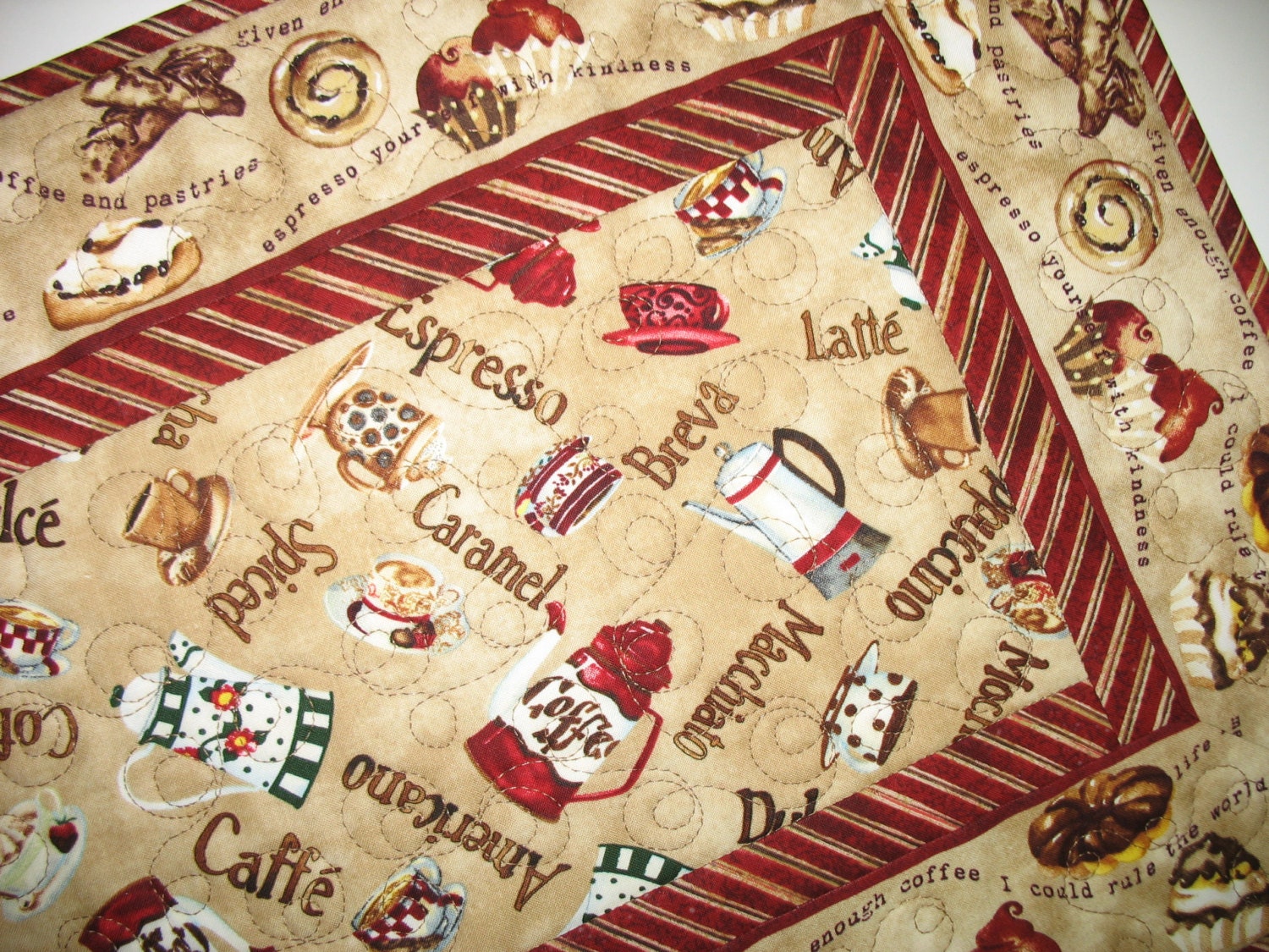CoffeeTable Runner Quilted fabric from Wilmington Prints Cafe Americano Line