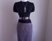 SALE    VINTAGE 1960s BROWN Cotton Straight Fitted Pencil Skirt
