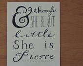 Shakespeare Quote, Little Girl Quote, Baby Girl, Baby Shower, Courage Quote, Typography Quote, 8x10 Print,