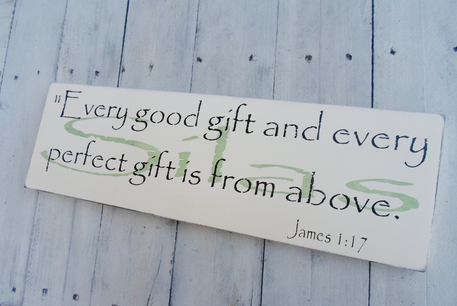 Scripture nursery art, Baby Boy Baby girl customized sign "Every good gift and every perfect gift is from above" James 1:17 w/ child's name