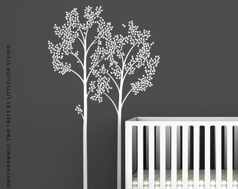 Monochromatic Two Trees Wall Decals by LittleLion Studio - Baby Nursery Wall Decor