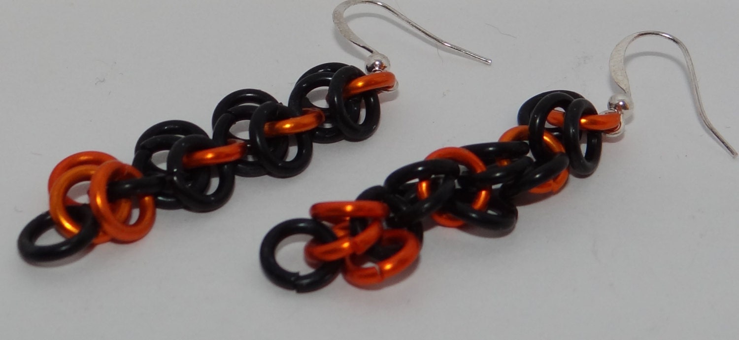Black and Orange Shaggy Loop Earrings