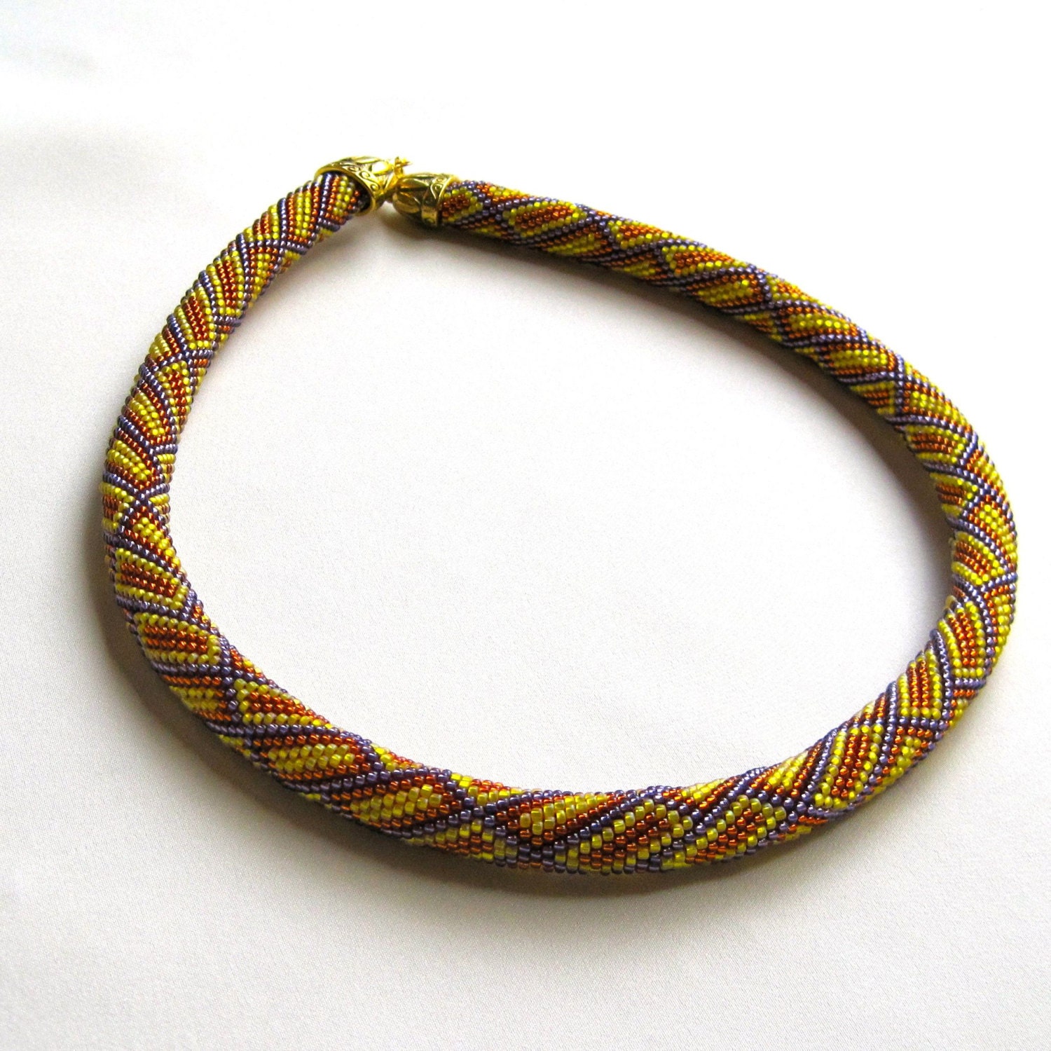 Bead Crochet Necklace Pattern:  Roaming Rectangles Bead Crochet Rope Necklace