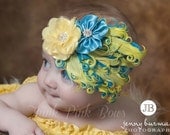 Baby Headband,Feather Headband, Newborn Headband, Baby Girl Headband,Couture Headband,Baby Headbands,Girls Headband, Photo prop.