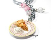 Apple Pie Keychain with Whipped Cream - Kawaii cute miniature food keyring