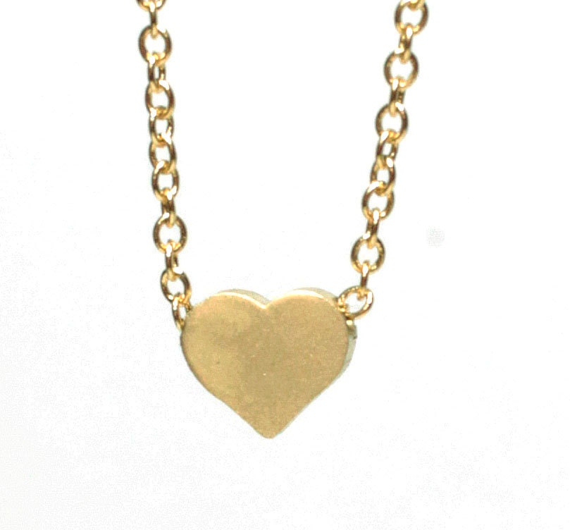 Dainty Gold Plated Heart on 18" Gold Chain Necklace - Cute elegant simple jewelry for everyday wear