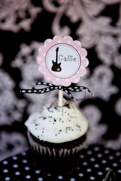 Rock Star or Music Birthday Tags - custom PRINTABLE DIY Party & Gift Tags - by anna and blue paperie