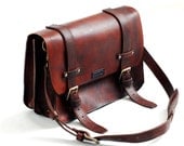 Leather Messenger Bag or leather lawyers bag, leather satchel  for men and women - 16 inch bag  Large Brown Briefcase - Roasted chestnut