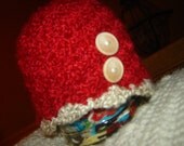 Crochet Custom Soft Warm SCALLOP EDGE Chunky Hat with Wood Buttons - Any Color - Girl Women - Any Size Baby Child Teen Adult - Photo Prop