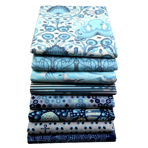 Tula Pink Half Yard Fabric Bundle - SALT WATER for Free Spirit - 8 pcs
