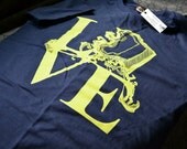 LOVE Alaska T shirt. Citrus on Navy. Brianna Reagan Original design.