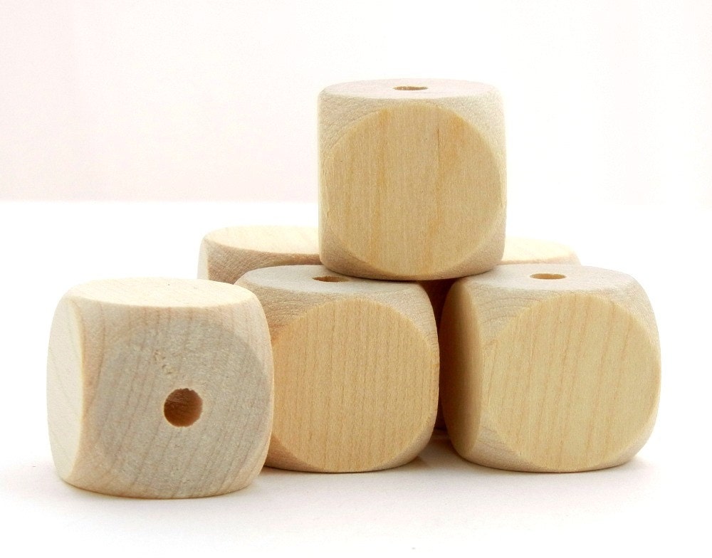 Faceted Cubes - wooden dice beads - 20 x 20mm 10 pieces