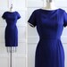 Vintage Wiggle Dress / Navy 50s dress / 1950s Wiggle Dress / Mad Med Dress / size Small