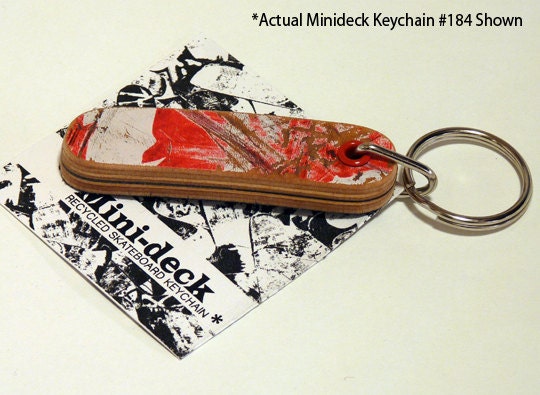 Recycled Skateboard Keychain No.184 - "Popsicle Stick" shape
