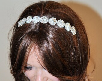 Crystal Bridal Headband Rhinestone Wedding Headband Crystal Bridal Hair Band Vintage Head wrap Romantic Girly